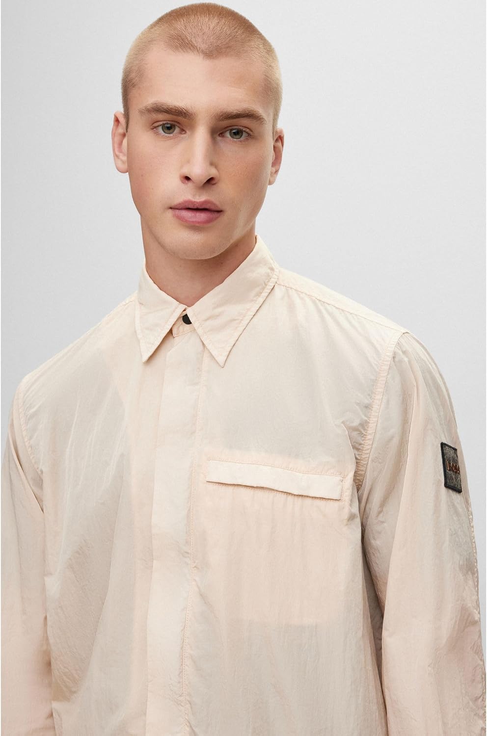 BOSS Herren Laio Oversized Overshirt mit verdecktem Reissverschluss L Open Beige290, L Open Beige290