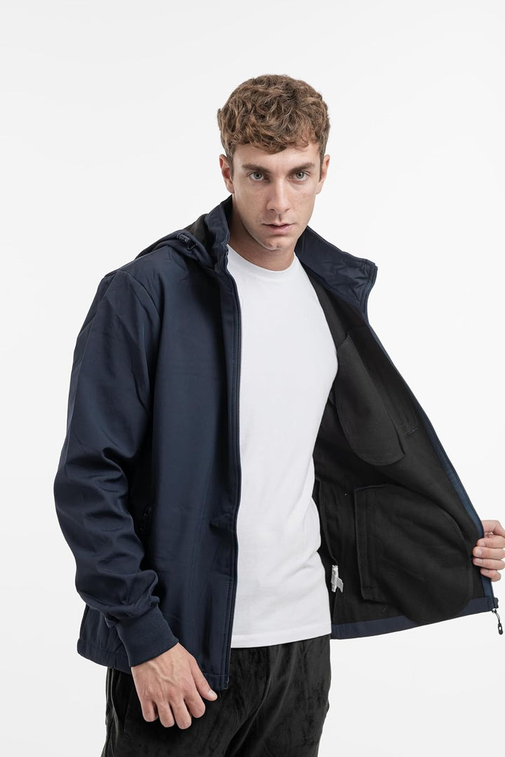 TONY BACKER Herren-Winterjacke, Softshelljacke, wasserdicht, winddicht, mit Kapuze, warme Jacke für