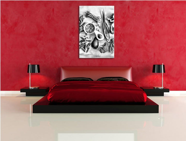 Pixxprint Grüne Gemüse Vielfalt als Leinwandbild | Grösse: 100x70 cm | Wandbild | Kunstdruck | ferti