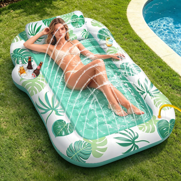 JONRRYIN Luftmatratze Pool für Erwachsene, Tanning Pool mit Sprühfunktion &amp; Getränkehalter, 215 * 15