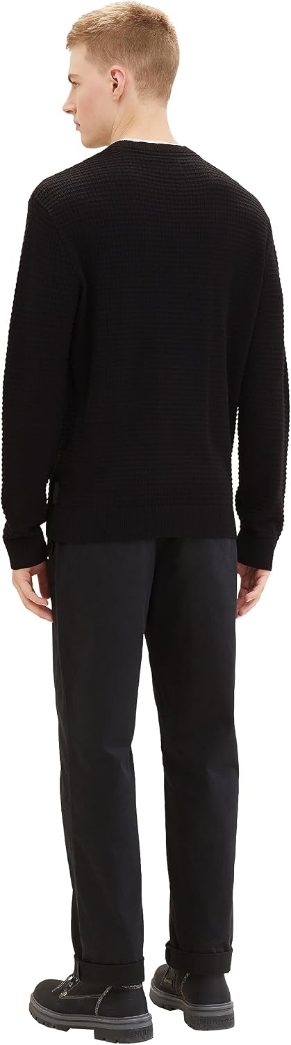 TOM TAILOR Denim Herren 2-in-1 Pullover aus Baumwolle mit unterlegtem Kragen S 29999 - Black, S 2999