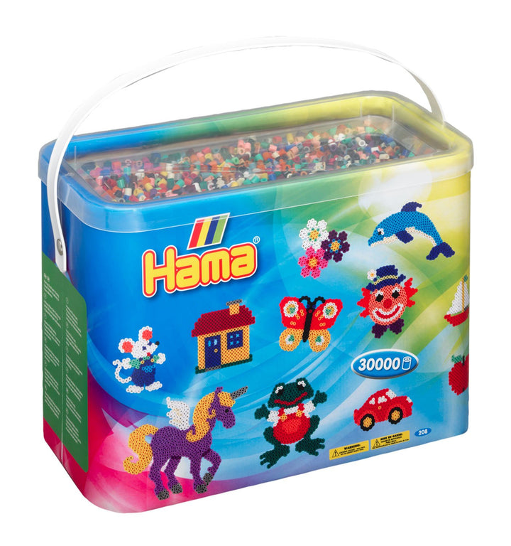 Hama Perlen 208-67 Bügelperlen im Eimer mit ca. 30.000 bunten Midi Bastelperlen mit Durchmesser 5 mm