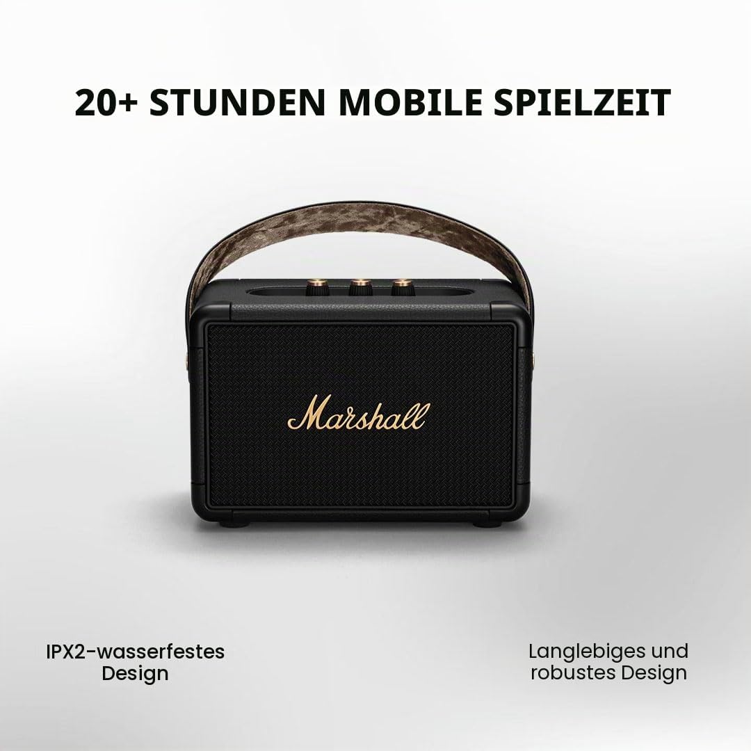 Marshall Kilburn II Bluetooth Tragbarer Wasserabweisend Lautsprecher, Kabelloser - Schwarz und Messi