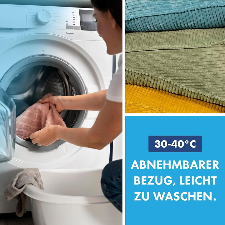 Cord Rückenkissen für Bett &amp; Sofa mit abnehmbarem, waschbarem Bezug [ 100cm - Cord-Graphit ] | Beque