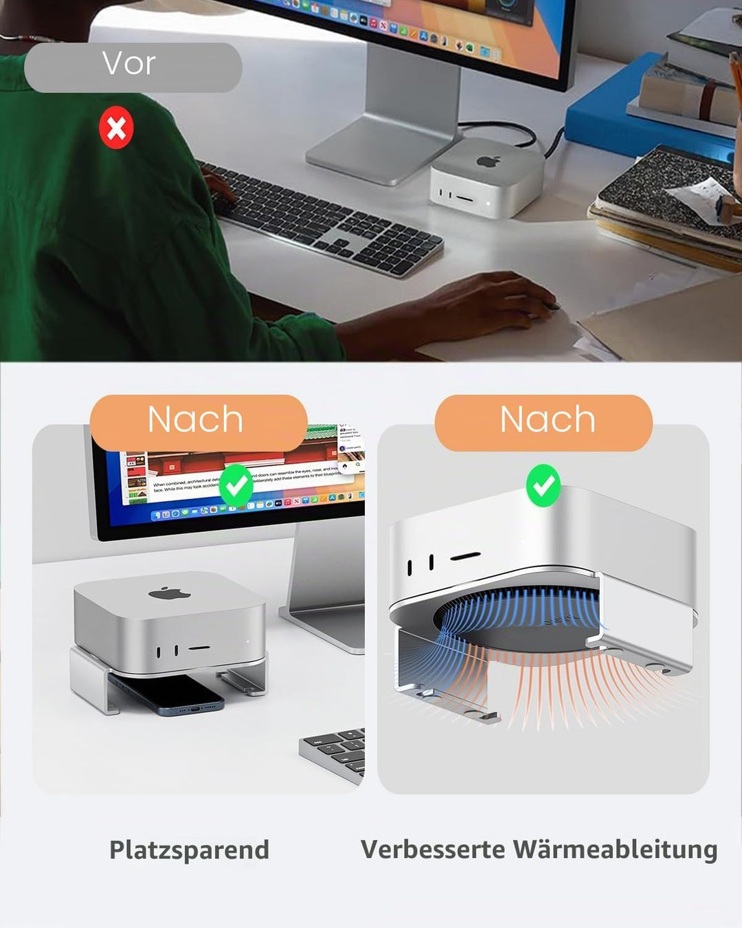 SNANSHI Mac-Studio-Ständer – Aluminium-Desktop-Ständer für Mac Studio, verbesserte Luftzirkulation,