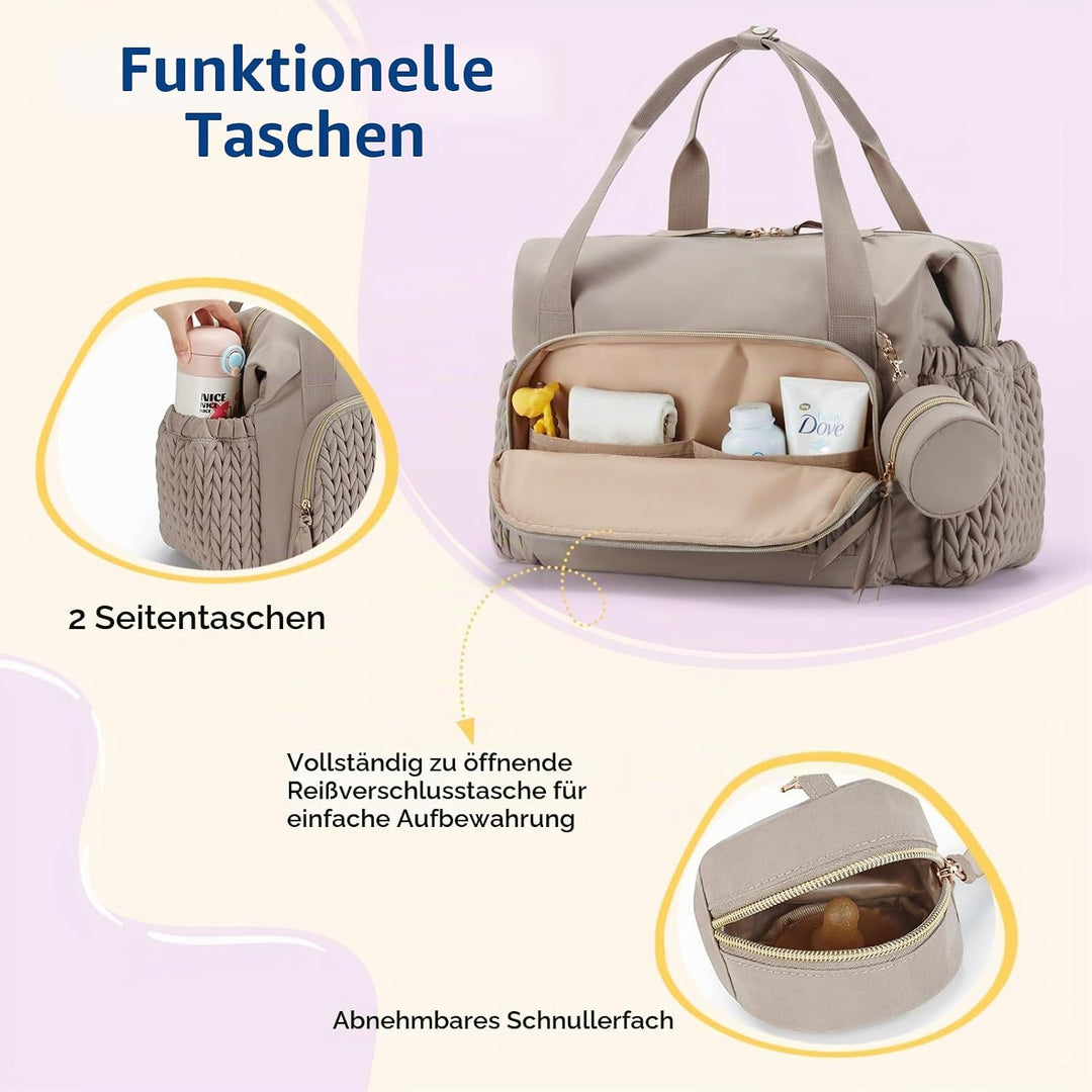 mommore Wickeltasche, geräumige Reise-Wickeltasche, Kliniktasche für die Geburt, Babytasche mit Schn