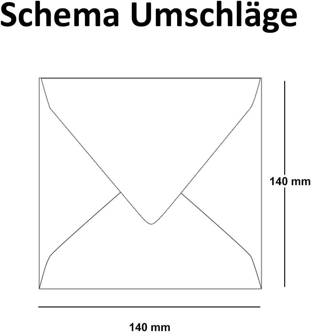 NEUSER PAPIER 100x Kraftpapier-Karten Set quadratisch 13,5 x 13,5 cm mit Brief-Umschlägen &amp; Einlege-