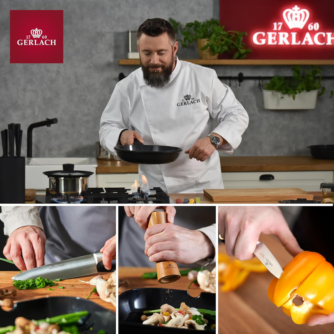 Gerlach Smart Steel Topf-Set Edelstahl Abnehmbarer Griff Kochtopf-Set Induktion Induktionstöpfe-Set