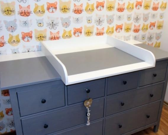 regalik Wickelaufsatz mit Platte für Hemnes von IKEA, Wickeltischaufsatz für 50x160 cm Kommoden, Abn
