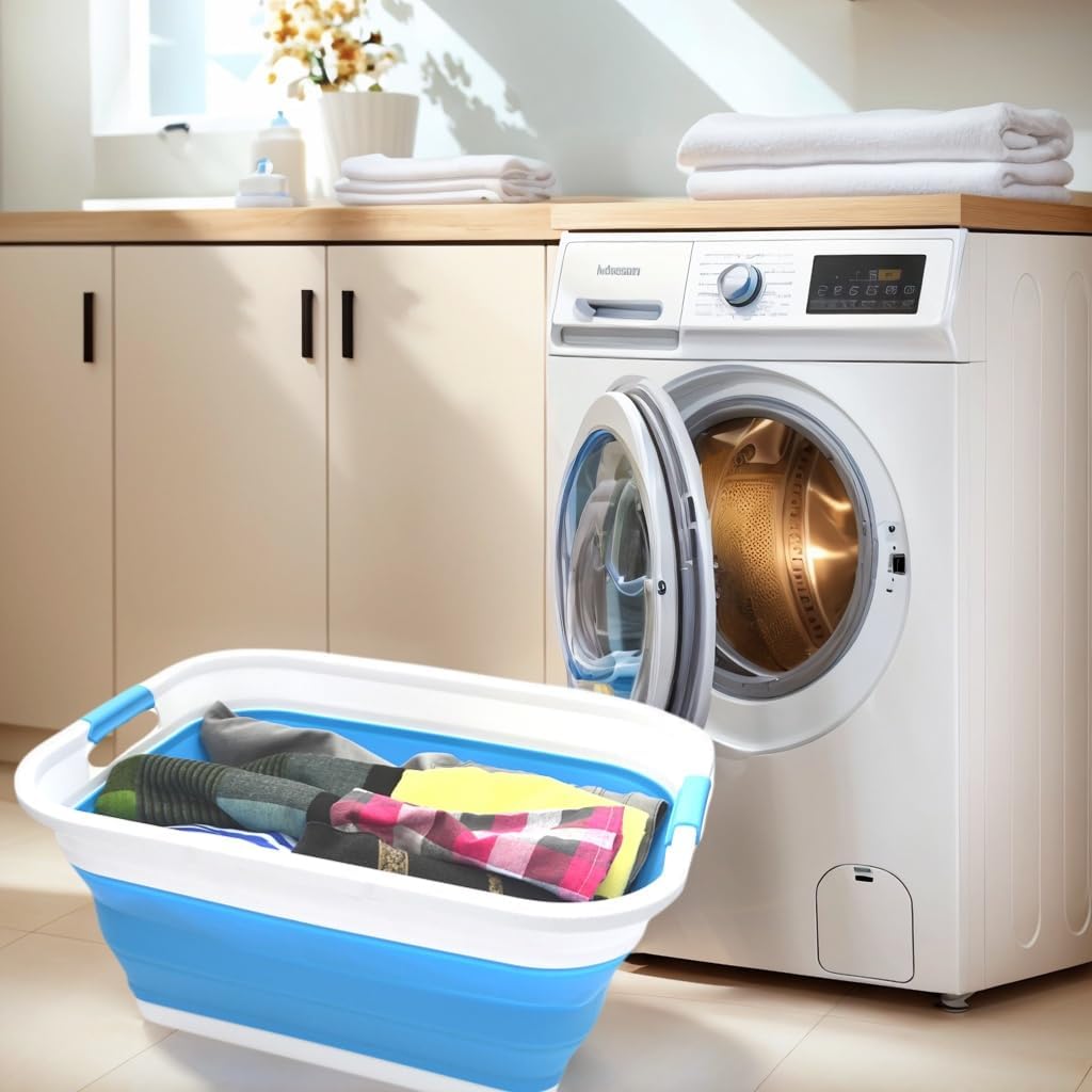 SAMMART 41L Collapsible Plastic Laundry Basket - Foldable Pop Up Storage Container/Organizer - Porta
