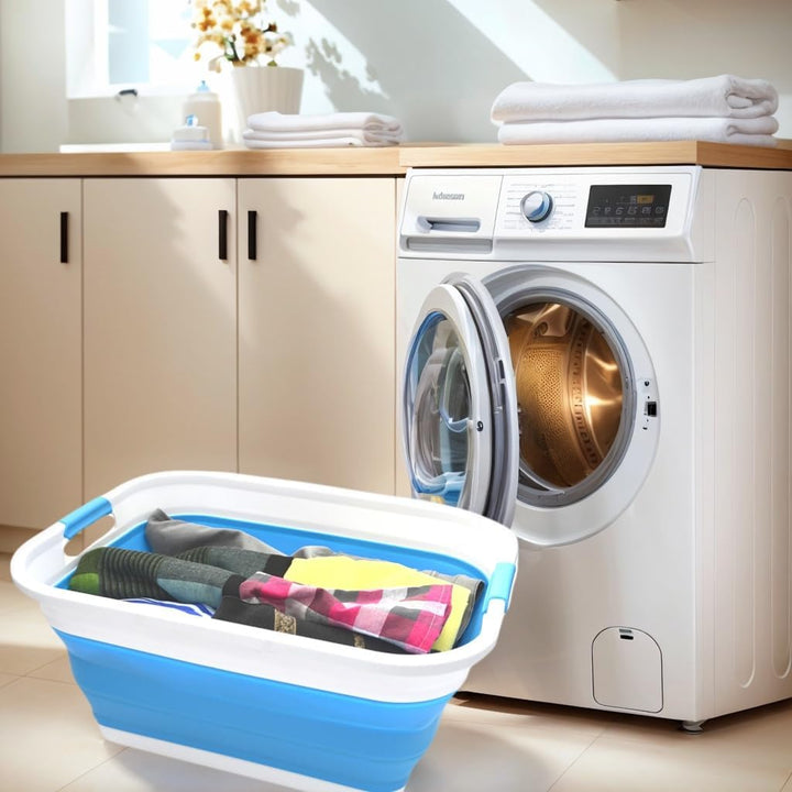 SAMMART 41L Collapsible Plastic Laundry Basket - Foldable Pop Up Storage Container/Organizer - Porta