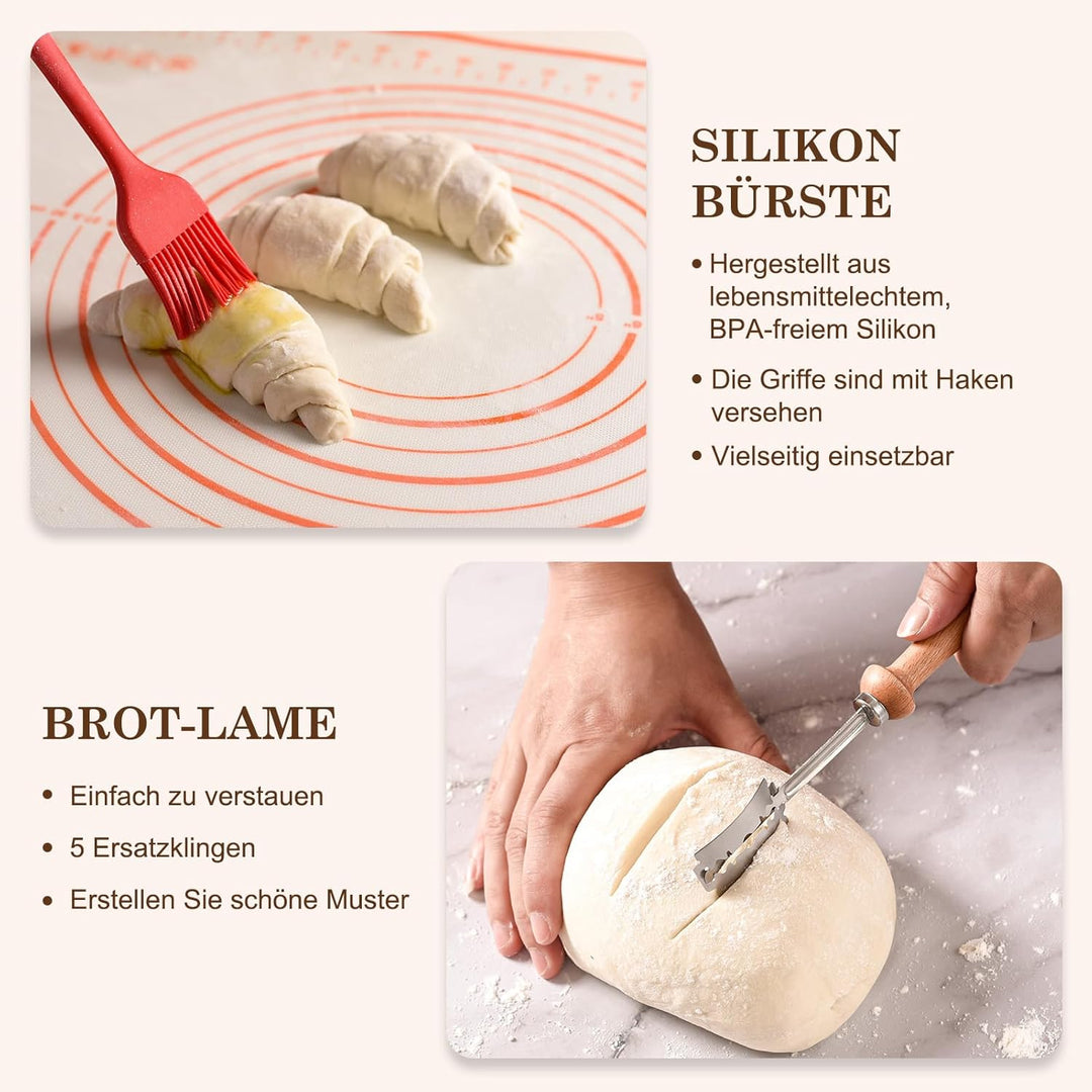 Brotback-Set, rund &amp; oval, 12-teilig, natürliches Rattan, Zubehör für Brot, Pflegeleicht für Anfänge