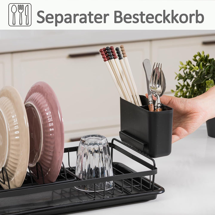 Abtropfgestell Geschirr klein, Geschirrabtropfgestell mit Abnehmbarer Haken und abtropfschale, Gesch