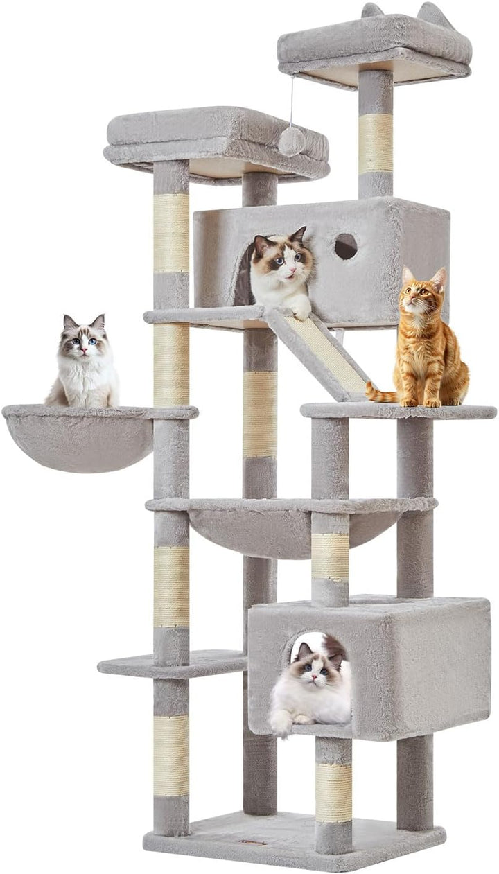 Taoqimiao 180CM Kratzbaum Gross, Katzenbaum Katzen Kratzbaum Grosse Katzen Stabil mit 2 Katzenhaus,