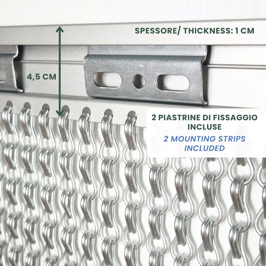 TENDAGGIMANIA - FLIEGENVORHANG für Türen und Fenster, Modell: Kette aus Aluminium - Farbe: Grau - Ma