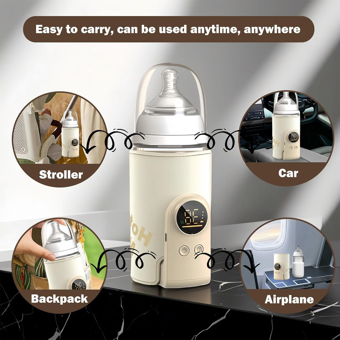 Flaschenwärmer Baby, Tragbarer Flaschenwärmer, Unterwegs mit LCD-Display USB-Ladung Babyflaschenwärm
