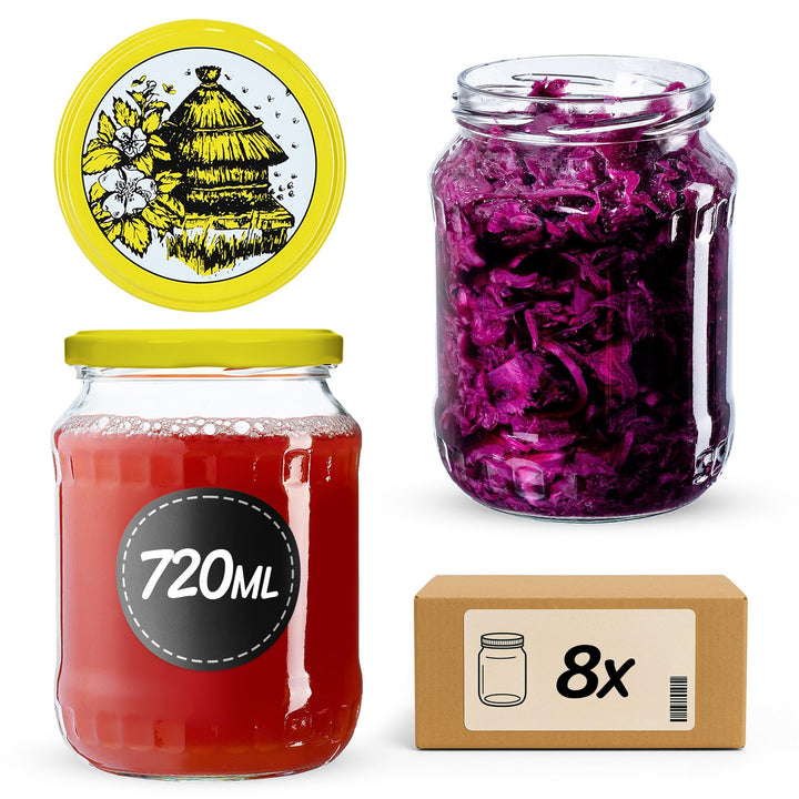 KADAX Einmachgläser, Marmeladengläser 720 ml, Einmachgläser mit Schraubdeckel, Gläser mit Schraubver
