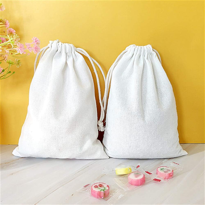 SumDirect 20 Stück Baumwolltasche Stoffbeutel mit Kordelzug, Baumwolle Säckchen Baumwollbeutel 15X20