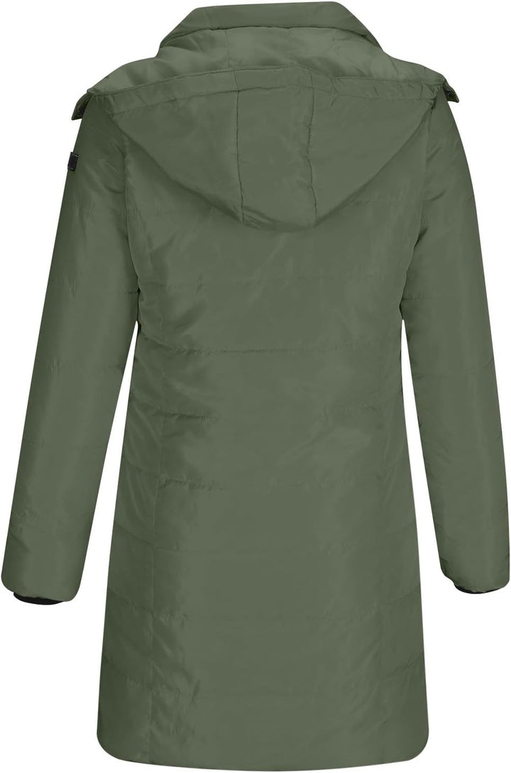Daunenjacke Damen Lang Herz Hundepfote Druck Winterjacke Warm Steppjacke Mit Abnehmbar Kapuze Reissv