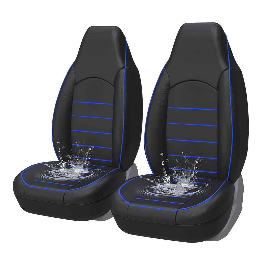 AUTOYOUTH Sitzbezüge Auto Vordersitze Universal Auto-Schonbezüge PU-Leder Sitzschoner Schwarz Blau f