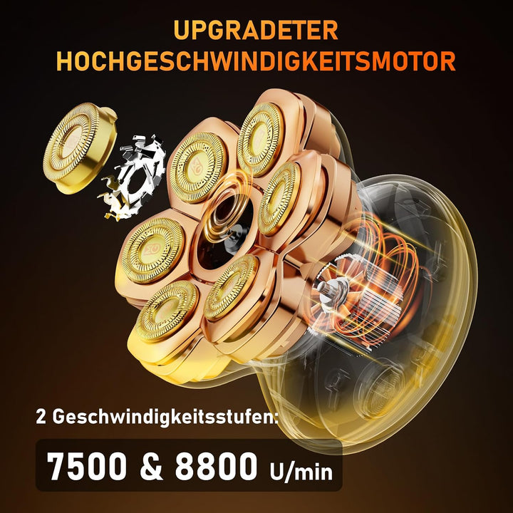 7D PRO Glatzen Rasierer Herren,MAXGROOM IPX6 Wasserdicht Kopfrasierer Glatze mit Magnetische Schwebe