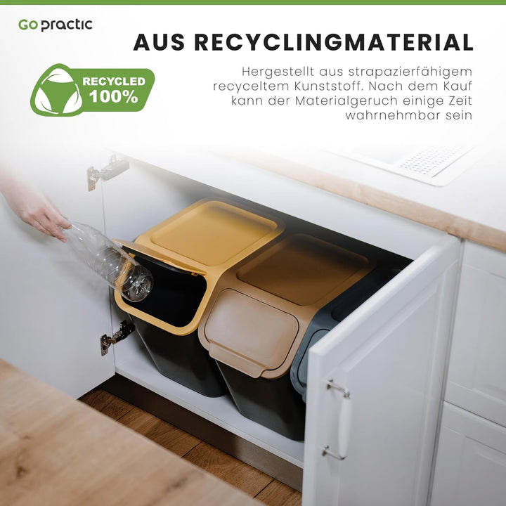 Go Practic 2-er Mülleimer-Set Küche Mülltrennsystem 2x Mülleimer 35l mit Deckel und 2-Pack Bioaktivk