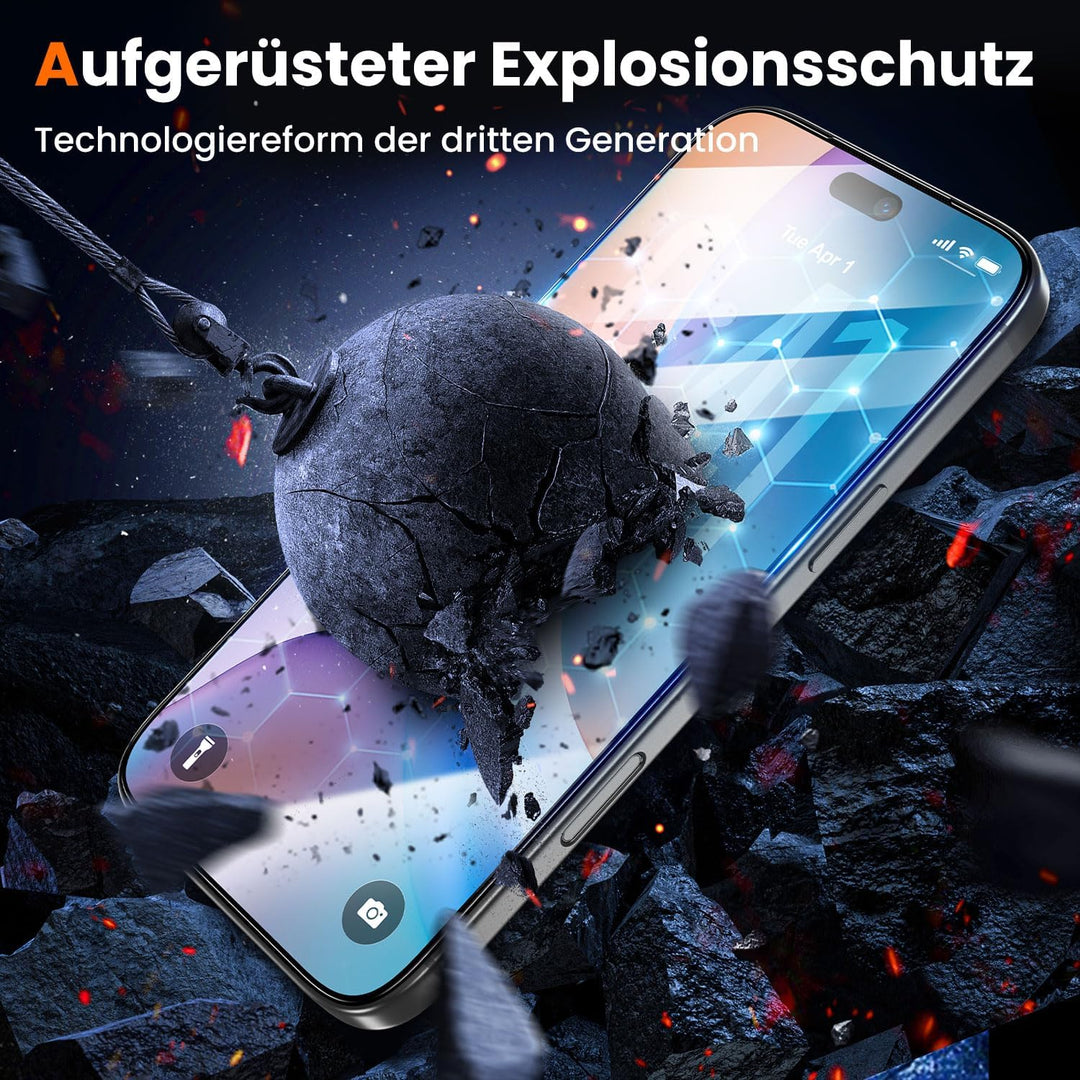 UniqueMe für 18 Pro für Panzerglas, 9H-Härte - 2 Stück Schutzfolie Transparent für iPhone I8 Pro, Tr