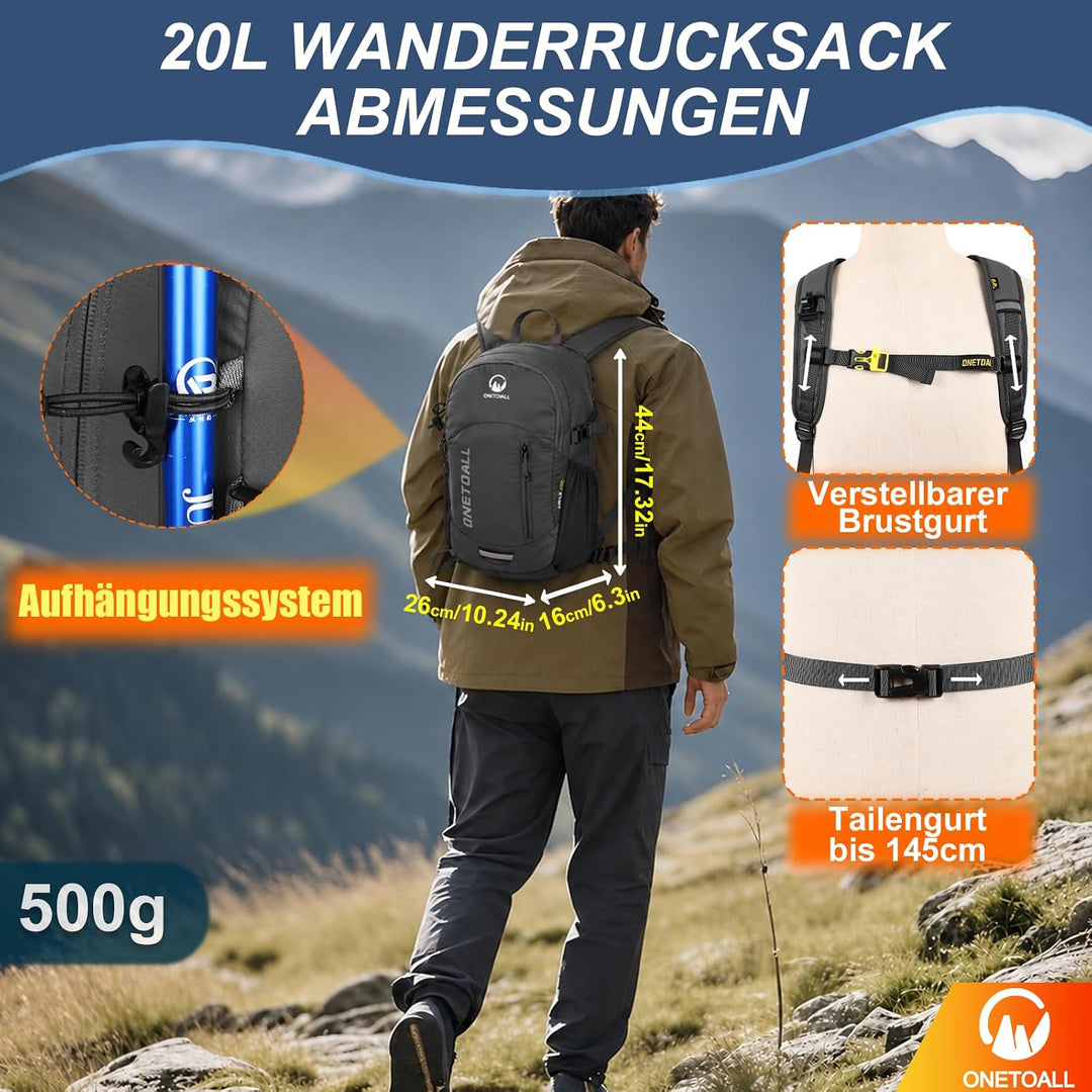 Wanderrucksack Damen, Diebstahlsicherer Tagesrucksack Damen, Wasserdichter Fahrrad Rucksack mit Rück