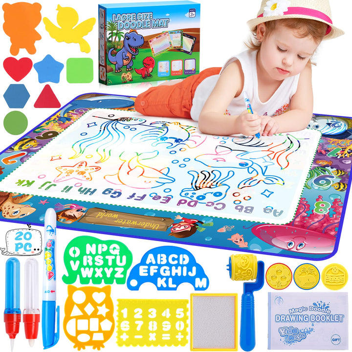 MOOING Wasser Doodle Matte,120 x 90 Aqua Magic Doodle Malmatte Kinder, Wiederverwendbare Drawing Mat
