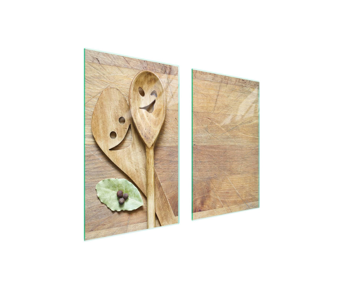 TMK ArtDeko Herdabdeckplatte 2 Teilig 40x52 + 35x52 cm - Spritzschutz Herdabdeckung – Herdschutz aus