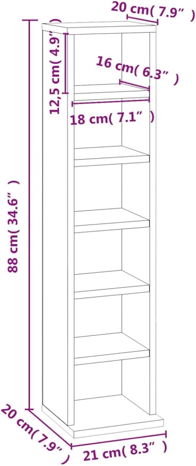 LAPOOH CD-Schrank, CD Regal, CD Ständer, DVD Regal, CD Rack, Regalständer, Regal Ständer, Sonoma-Eic