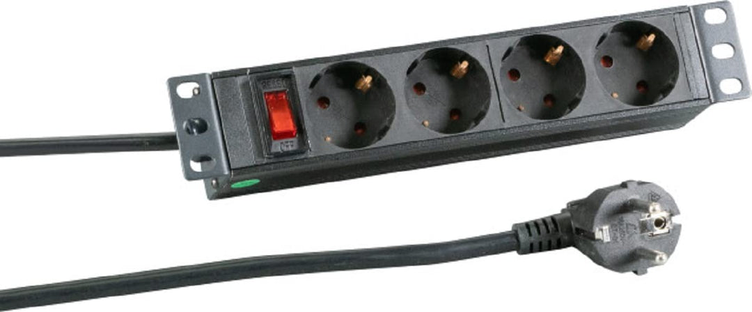 EFB 10" 1HE Steckdosenleiste 4xCEE 7/3 mit Schalter, Alu, grau