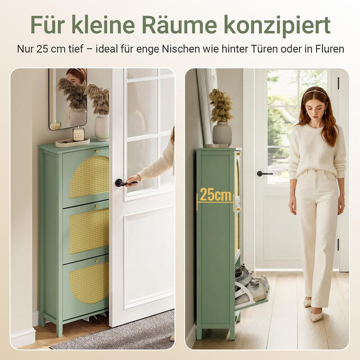 SoBuy Schuhschrank Schmal - 3 Klappen 62x25x121,5cm Flur Schuhschrank mit 3 Türen, Schuhschrank mit