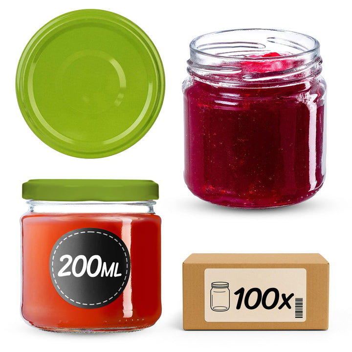 KADAX 100er Set Einmachgläser 200ml TO66, Marmeladengläser Vorratsgläser Mason Jar mit Schraubdeckel