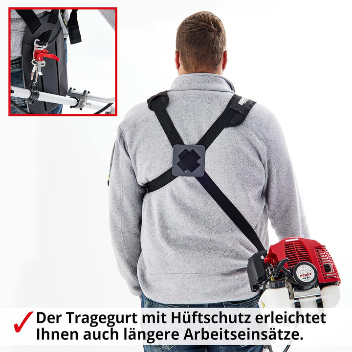 HECHT Rasentrimmer Benzin - Freischneider Benzin mit 2-Takt-Motor – 43 cm und 25,5 cm Schnittkreis –