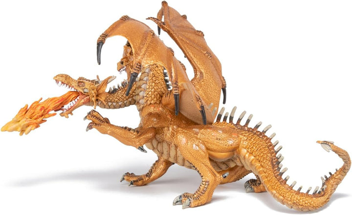 Papo 38938 Zweiköpfiger Drache, Spiel, Gold, Unisex-Kinder Zweikoepfiger Drache, Gold, Zweikoepfiger