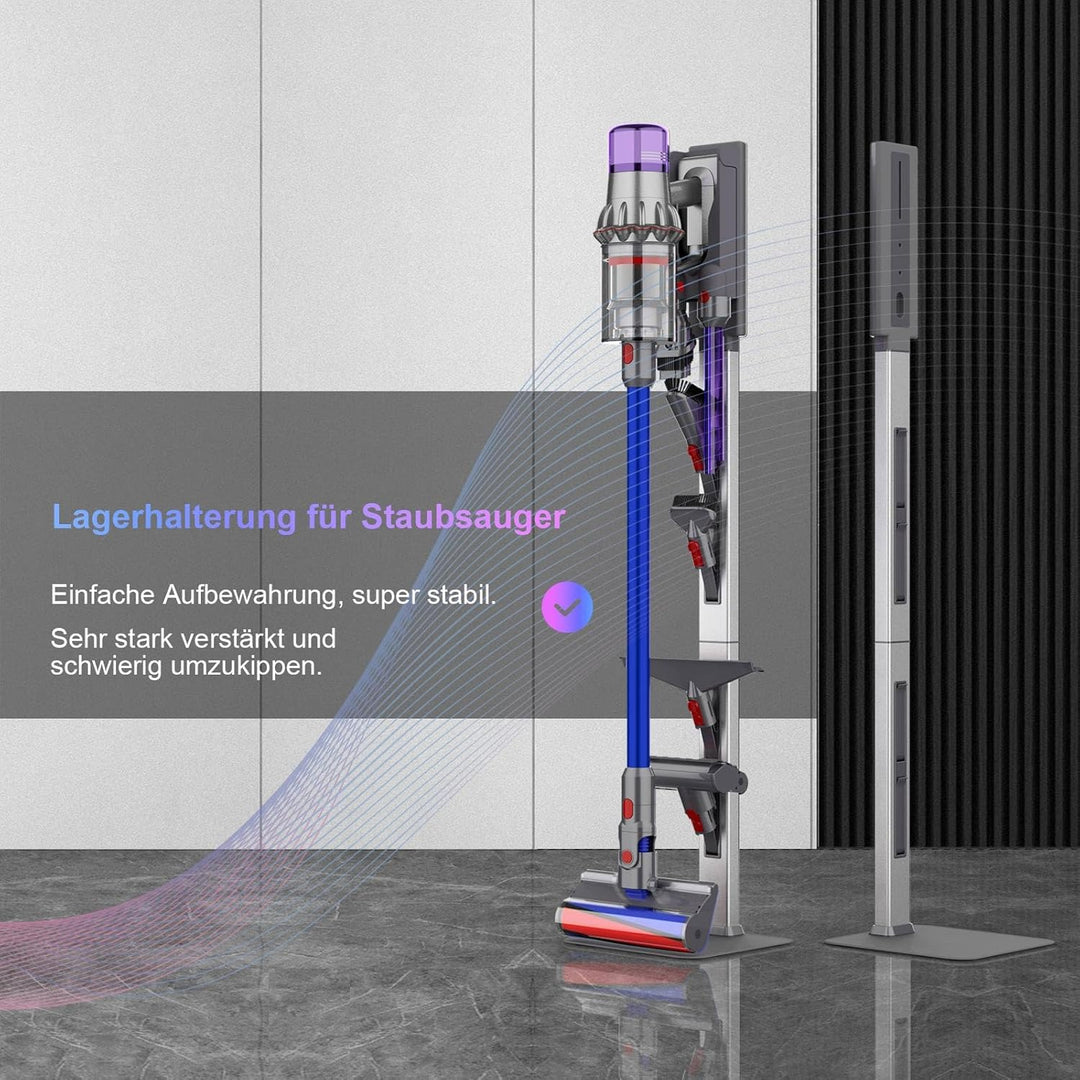 Staubsauger-Ständer mit klappbaren Aufbewahrungshaken &amp; robuster Carbonstahl-Basis – Bohrfreie Monta