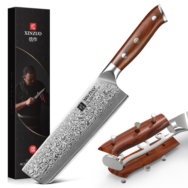 XINZUO 18.5cm Damaskus Nakirimesser, scharf Küchenmesser 67 Schichten Damaststahl profi Kochmesser C