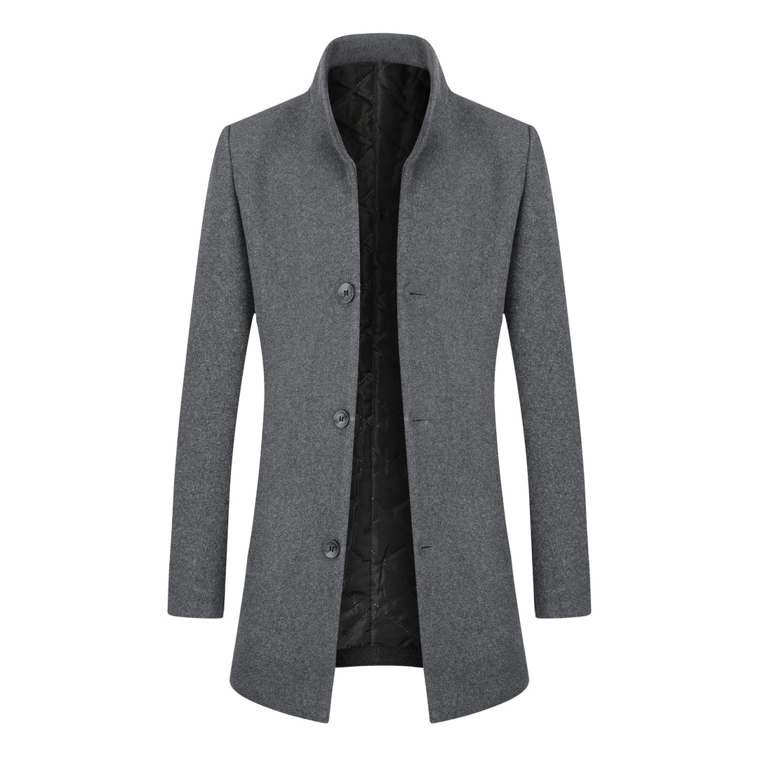 Allthemen Wintermantel Herren Wollmantel Lang Slim Fit Herrenmantel mit Stehkragen Business Coat für