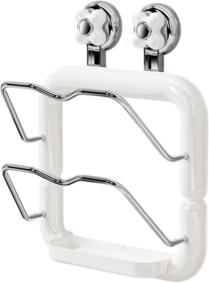 Suction Cup Pot Lid Rack Anti-Slip 2-Tier Organizer Pan Lid Organizer Rack Reusable Pot Lid Holder C