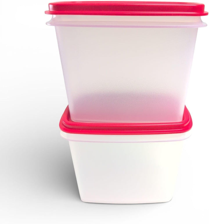 Tupperware Eidgenosse Vorratsbehälter 2er Set 800 ml Transparent Rot – Kompaktbehälter modular, luft