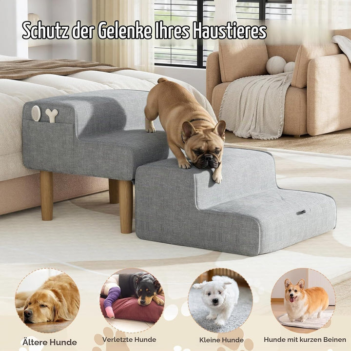 Hundetreppe,2-in-1 Haustiertreppe Klappbar Treppe Hund, Hundetreppe für Kleine &amp; Grosse Hunde, Trepp
