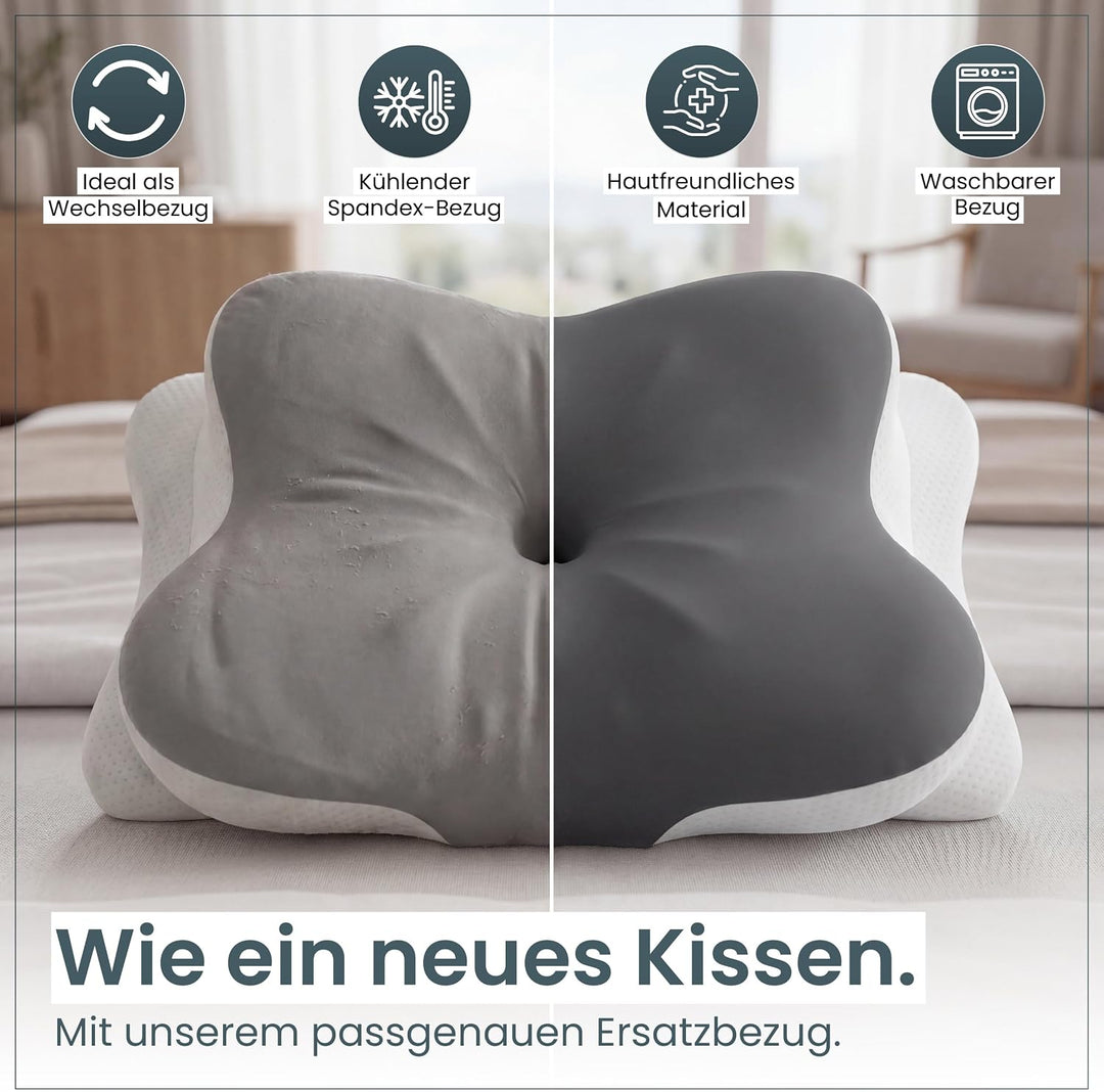 Gentle North Bezug für Nackenstützkissen - waschbarer Bezug bei 40°C Ersatzbezug Grau, Ersatzbezug G
