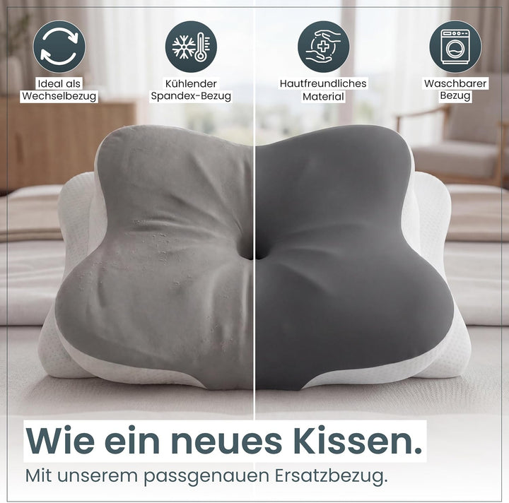 Gentle North Bezug für Nackenstützkissen - waschbarer Bezug bei 40°C Ersatzbezug Grau, Ersatzbezug G