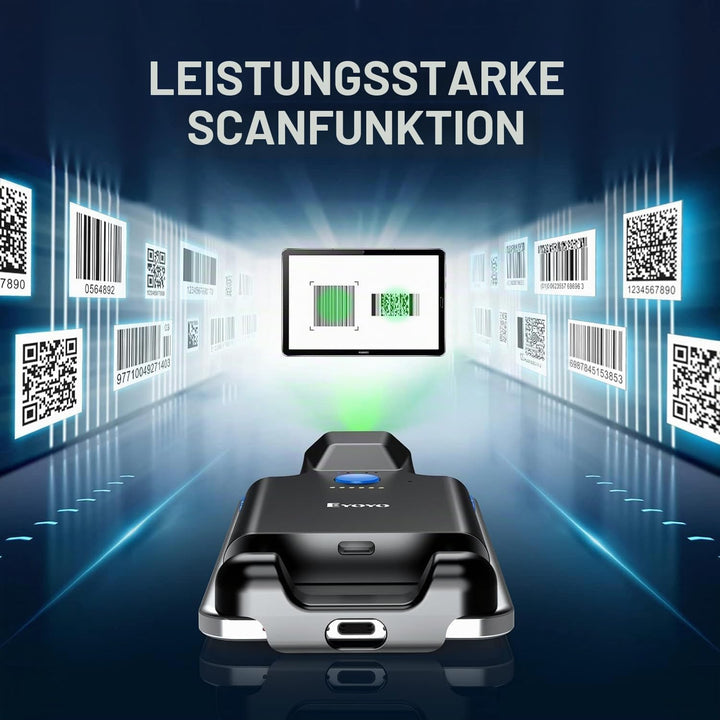 Eyoyo 2D Backclip Bluetooth Barcode Scanner, Barcodeleser für Handy mit Backclip, QR 1D Wireless Cod