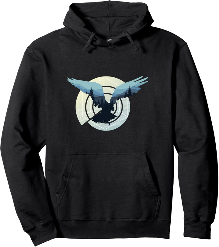 Wandern Design mit Greifvogel im Wald für Wanderer Pullover Hoodie