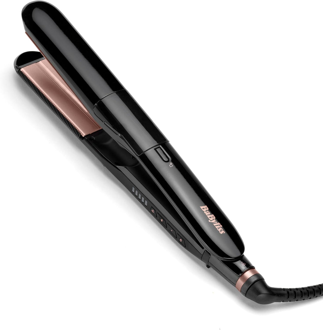 BaByliss Steam Smooth Haarglätter, Dampf-Haarstylinggerät, Schwarz