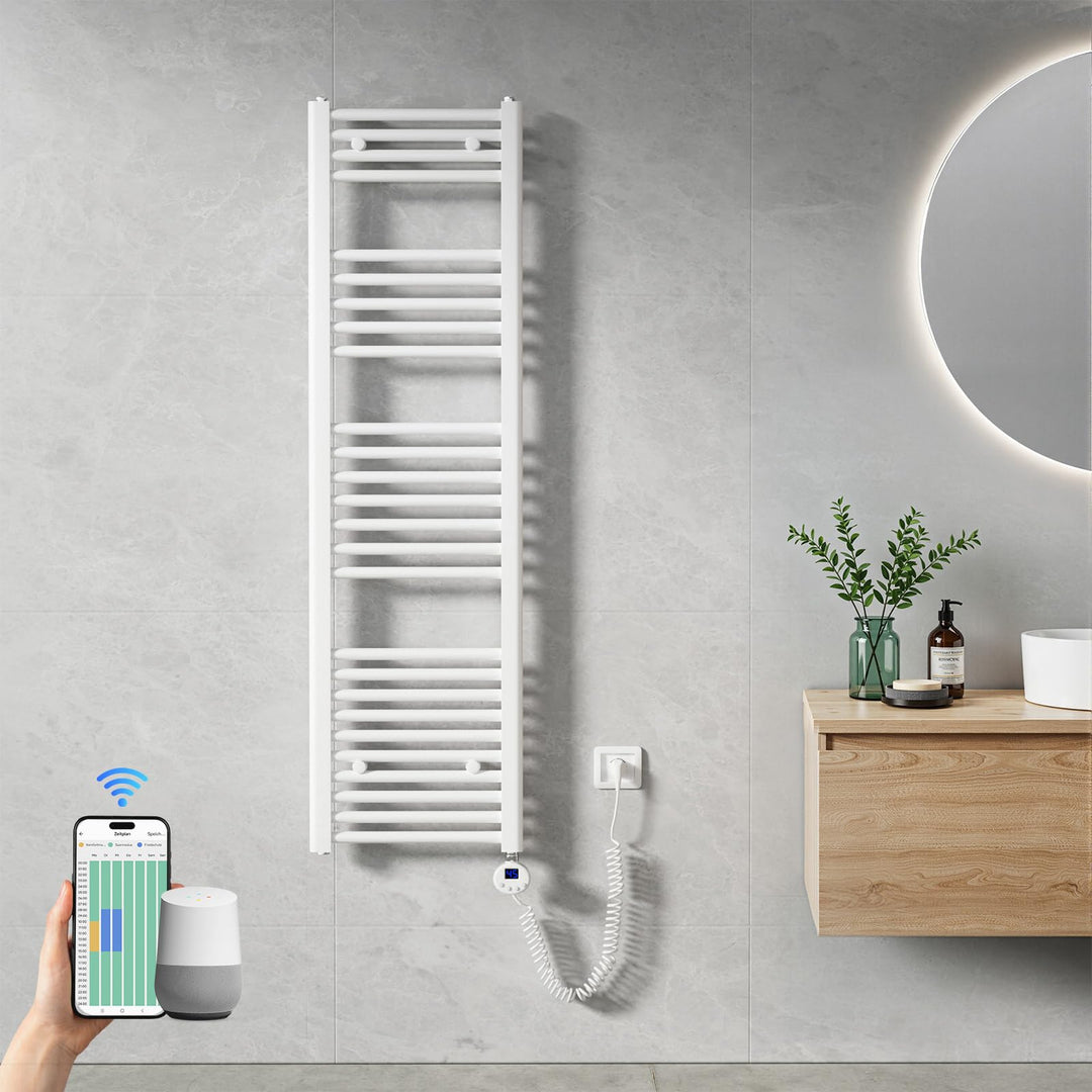Heilmetz Handtuchheizkörper Elektrisch 1400 x 400 mm, Smart WiFi Thermostat Elektrischer Badheizkörp