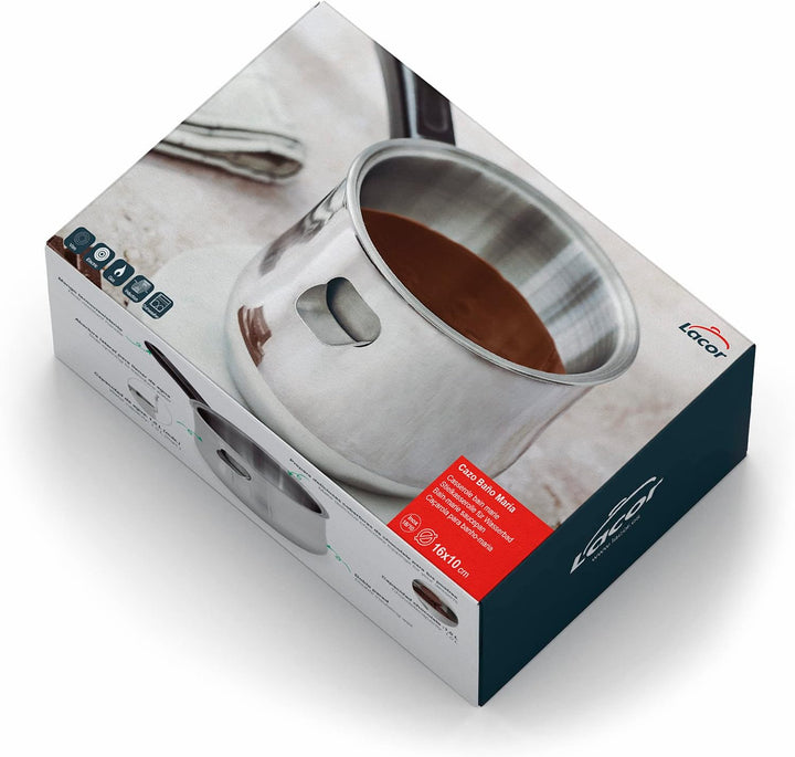 LACOR - 62600 - Wasserbadetopf, 18/10 Edelstahleimer, hitzebeständiger Griff, seitliche Öffnung für