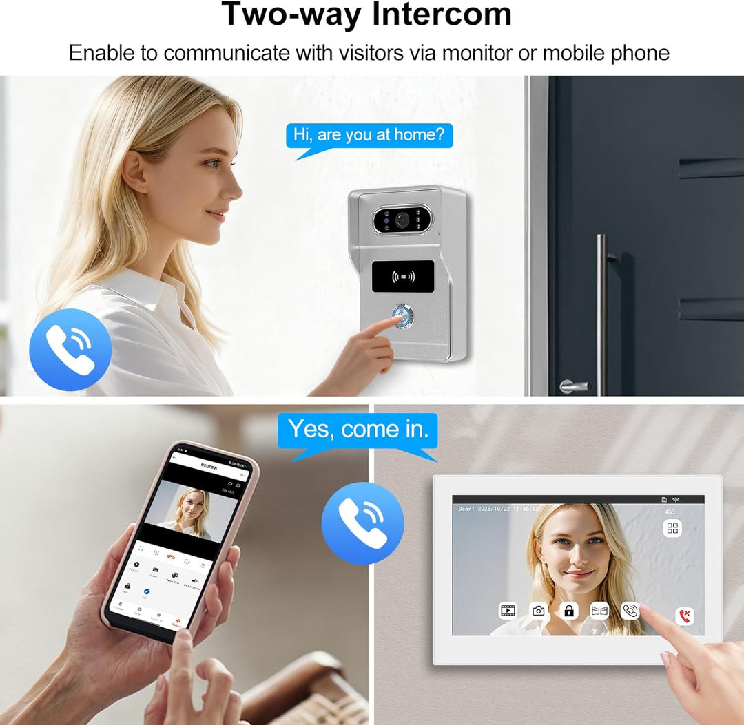 Tuya WLAN-Türklingel mit 2-Draht-Technologie, 2-MP-Video- und Audioübertragung, RDID-Kartenentsperru